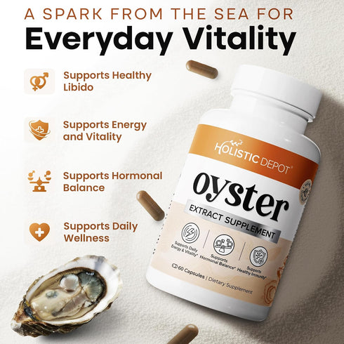 Immunity, 60 Pure Oyster Extract Supports Energy, Vitality & Hormone Balance for Men & Women | Capsules | Made in USA