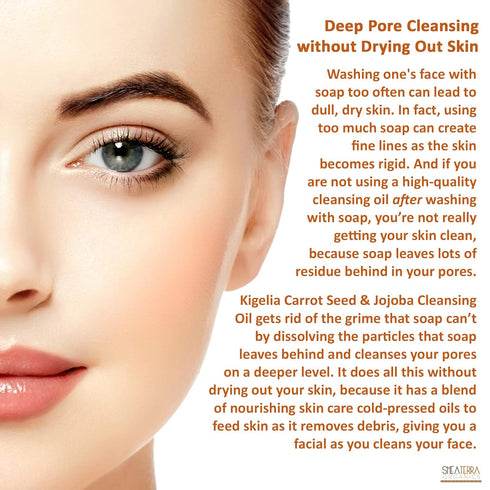 Shea Terra Kigelia Carrot Seed & Jojoba Deep Cleansing Oil, Nourishing Skin Care Oils for Deep Pore Cleanse - 4 oz