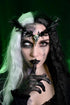 MOSTORY Gothic Black Feather Crown, Witch Headpiece for Halloween Cosplay Women