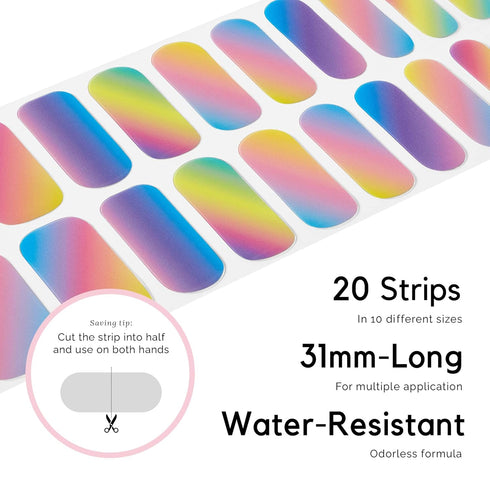 NAILOG Semi Cured Gel Nail Strips for Spring (20 Extra Long Polish Stickers/Wraps) ¦ Glossy & Long Lasting Soft Gel