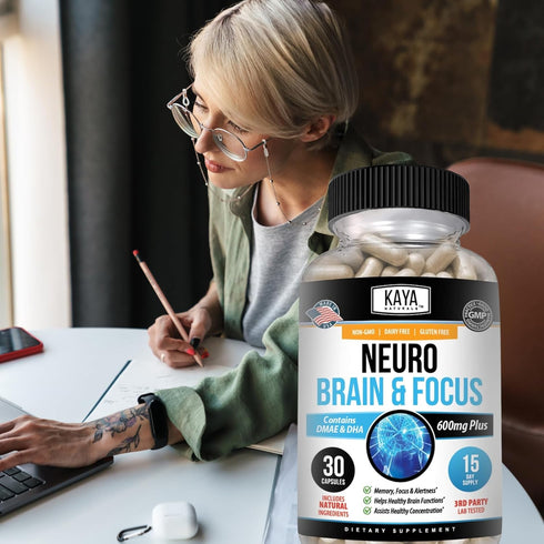 Kaya Naturals - Neuro Brain for Memory & Focus - 30 Count Nootropic Energy Capsule, Cognitive Function Support