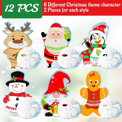Timgle 48 Pcs Christmas Facial Masks - Holiday Skincare Spa Face Sheet Masks - Gifts for Adults Women Party Night
