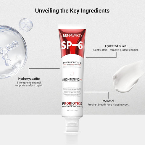 SP-6 2-Pack 7-Pro 6 MSDRWIKEY Whitening Toothpaste & Popping Whitening Toothpaste, Probiotics, Enamel Safe