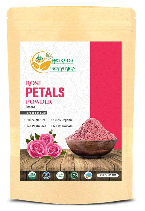 Organic Rose Petal Powder for Face Mask DIY, Skin Care, 100g / 3.52 oz