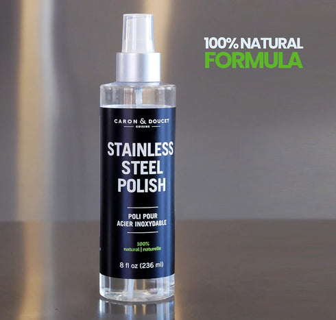 CARON & DOUCET Stainless Steel Polish - 100% Plant-Based, Non-Toxic Formulation, 8oz Concentrated