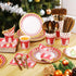 200 Pcs Christmas Dinnerware Set for 25 Guests, Red and White Paper Plates, Napkins, Gold Tableware Kits, Cups, Forks,