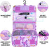 Kids Hanging Toiletry Bag for Girls, Waterproof Travel Makeup Bag for Little Young Girls, Butterfly Purple