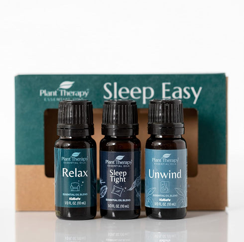 Set 10 mL (1/3 oz) Plant Therapy Sleep Easy Essential Oil Blend Each of Relax, Sleep Tight & Unwind, Pure, Undiluted