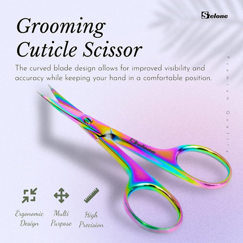 Professional Grooming Scissors, Small Curved Stainless Steel Eyebrow Scissors for Women