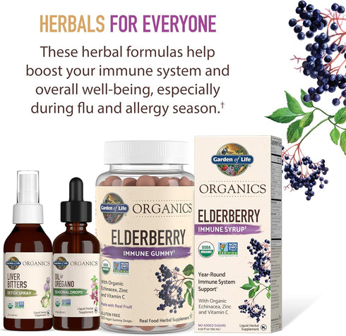 Garden of Life Organics Elderberry Immune Support for Kids, 3.92 fl oz, with Zinc and Vitamin C