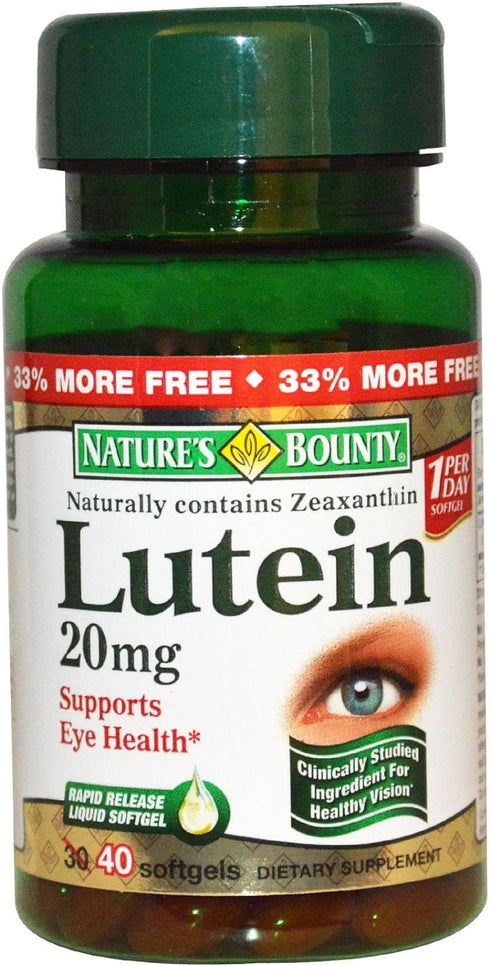 Nature's Bounty Lutein 20mg, 40 Softgels, Pack of 2