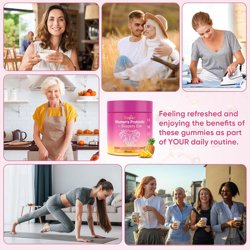 Gummies 60 Gummies Immune Feminine Probiotics with Slippery Elm - Pineapple for Women ph Balance, Vaginal Probiotics
