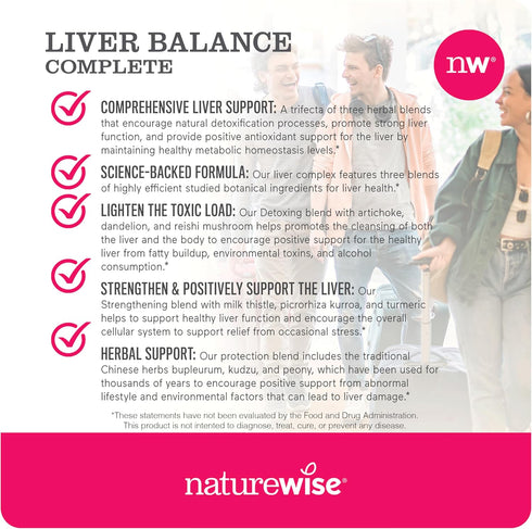 NatureWise Liver Balance Detox Supplement, Triple Repair Formula with Milk Thistle, Vegan - 60 Capsules