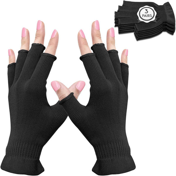 MIG4U 3 Pairs Fingerless Moisturizing Gloves | Half Finger Touchscreen Beauty Glove for Eczema, SPA