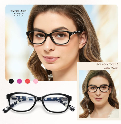 EYEGUARD Polka Dots Fashion Ladies Reading Glasses - 4 Pairs Spring Hinge Readers for Women