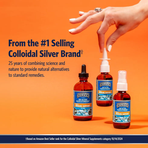 Sovereign Silver Immune Support - 10 ppm Colloidal Silver Liquid Dropper, 4 Fl Oz (118 mL), Bio-Active Hydrosol