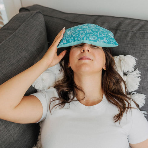 Pack Microwave Heating Pad and Ice with Flax Seed, Eye Pillow, Your Choice of Herbs (Pink Floral, Peppermint)