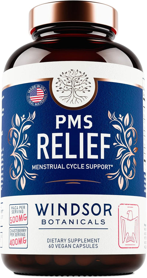 PMS Support Supplement for Women, Chasteberry, Maca Root, Ashwagandha - Period Relief and Mood Support