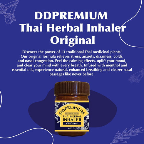 Pack 3 Herbal Inhaler with Menthol & Essential Oil - Natural Thai Inhaler for Enhanced Breathing, Promotes Clearer