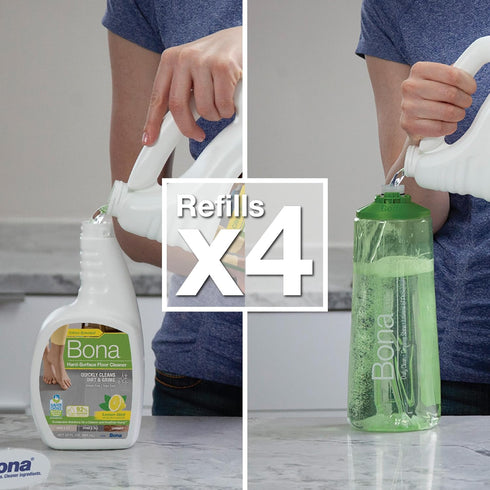 Bona Multi-Surface Floor Cleaner Refill - 128 fl oz - Lemon Mint - Residue-Free Solution for Stone, Tile, Laminate,