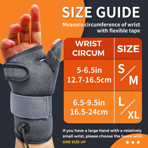 Wrist Thumb Brace Heating Pad for Arthritis and Carpal Tunnel Relief, Heated Wrap for Sprains, Left Right Hand