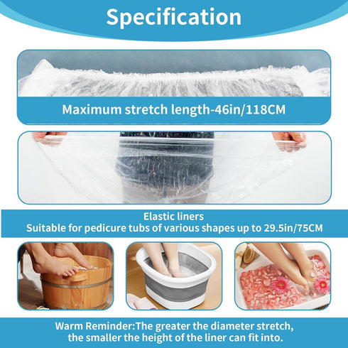 RAQEHO 100PCS Pedicure Liners Disposable - Plastic Footsie Footbath Foot Soak Bath Spa Pedicure Bowl Liners Disposable