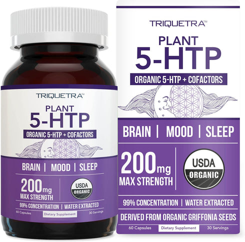 Organic 5-HTP 200 mg with Vitamin B6 & Lion’s Mane, 60 Capsules, Supports Mood, Cognition & Sleep