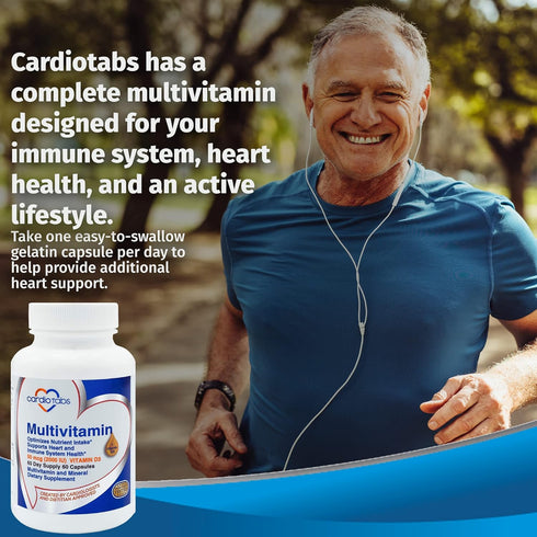 Multivitamin for Heart and Immunity - Supplements for Men & Women with B-Vitamin Complex, 60-Count Bottle