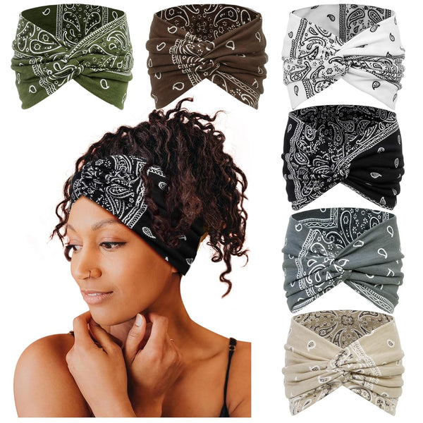 Tobeffect Wide Headbands for Women, 7'' Extra Wide Boho Headwraps, Stretchy Hair Accessories