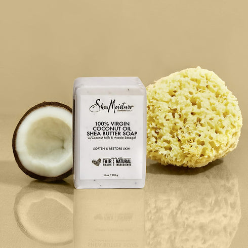 SheaMoisture Shea Butter Soap, 100% Virgin Coconut Oil, Cruelty-Free Skin Care, 8 oz, 4 Count