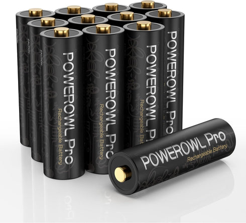 POWEROWL Rechargeable AA Batteries, High Capacity 2800mAh, Premium NiMH Double A Battery -12
