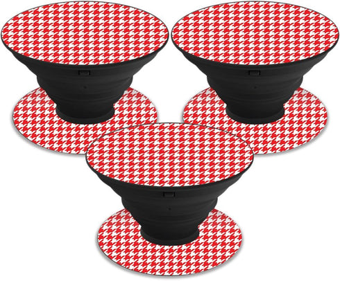 MightySkins Skin for PopSockets (3 Pack) - Red Houndstooth | Unique Vinyl Decal Wrap Cover, Easy to Apply | Made in The