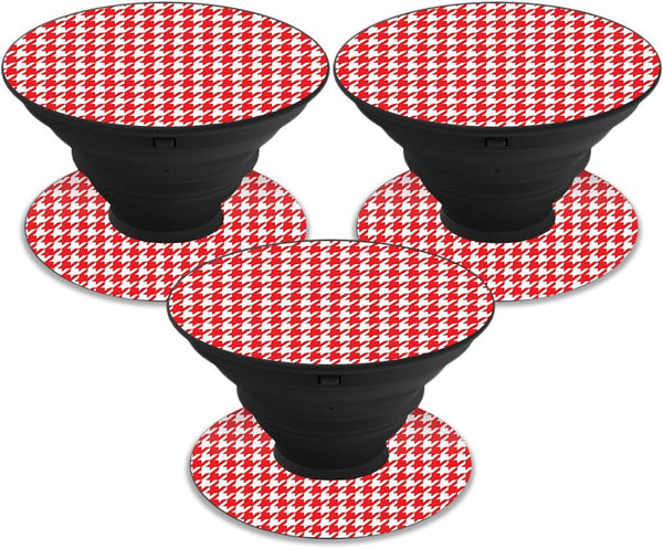 MightySkins Skin for PopSockets (3 Pack) - Red Houndstooth | Unique Vinyl Decal Wrap Cover, Easy to Apply | Made in The