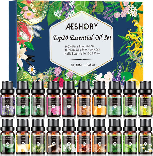 Natural Essential Oils Gift Set, 20 x 10ML Essential Oil for Diffuser,
