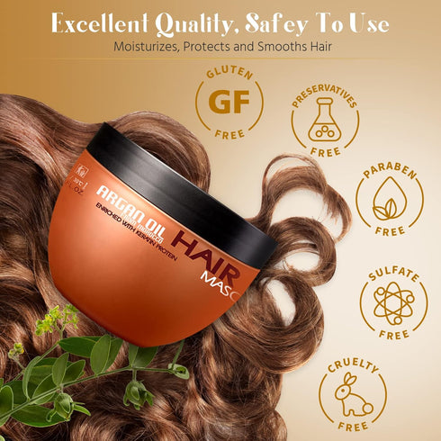 Nuspa Argan Oil Hair Mask, Deep Conditioner for Dry Damaged Hair with Organic Jojoba Oil, Aloe Vera, Collagen