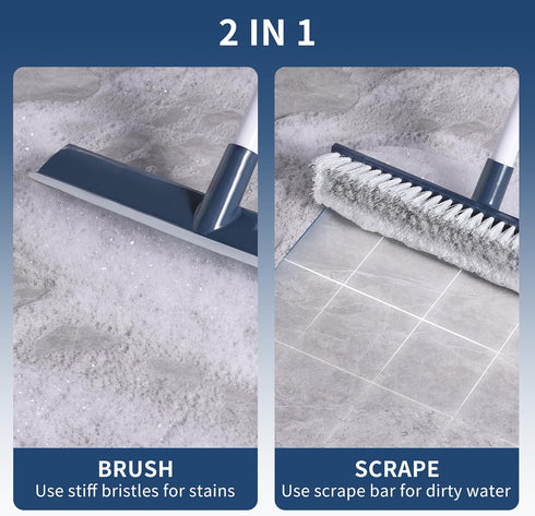 BOOMJOY Floor Scrub Brush with 57" Long Handle, 12" Wide Brush Head for Cleaning Bathroom, Kitchen, Tile