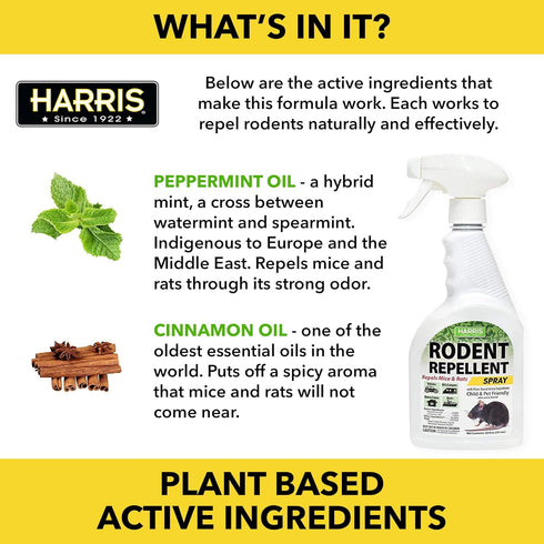 Harris Peppermint Oil Mice & Rodent Repellent Spray, 20oz, Humane Mouse Trap Substitute