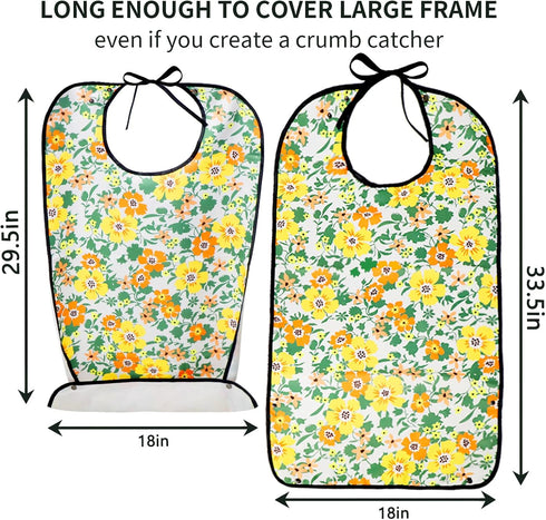 MMonDod 3 pcs Adult Bibs for Women, Reusable Waterproof Adult Bib, Clothing Protector With Crumb Catcher, Feeding