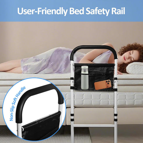 Rackickyer Bed Rails for Elderly Adults Safety,Height Adjustable Bed Assist Rails for Seniors, Non-Slip Bed Side Assist