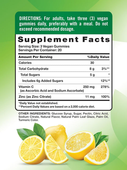 Gummies 60 count Immune Nature's Truth Vitamin C with Zinc for Adults | | Support | Vegan, Non GMO & Gluten Free