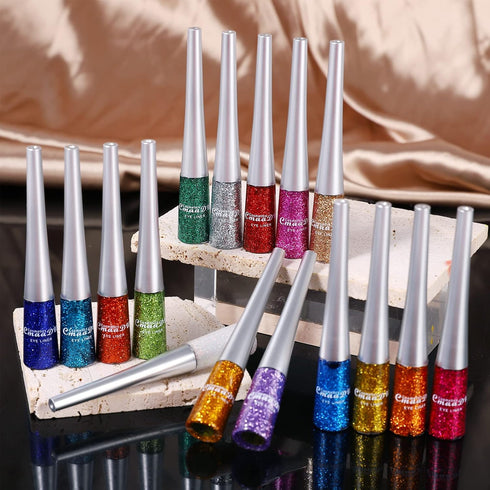 16 Colors Glitter Metallic Liquid Eyeliner Set, Waterproof Long Lasting Eye Makeup Gift Kit for Women