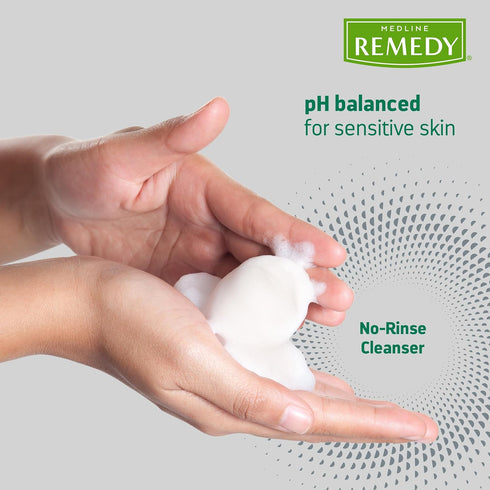 Medline Remedy No-Rinse Foam Cleanser, Gentle Skincare Solution, 8 oz Bottle