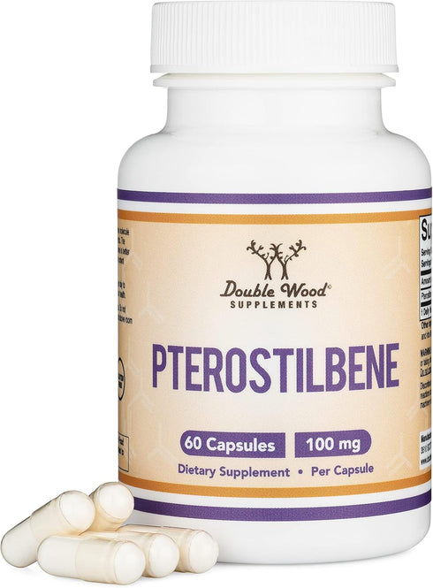 Pterostilbene Supplement 100mg Capsules, 60 Capsules, Superior to Resveratrol, Antioxidant for Longevity Support
