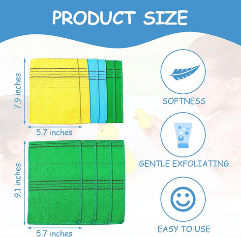 Tatuo 10 Pieces Korean Exfoliating Washcloth Mitt, Double Sided Scrub Mitt Cloth Gloves for Remove Dead Skin Japanese