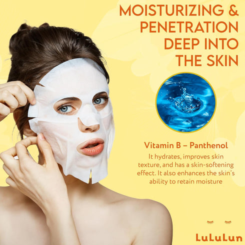 Lululun Hydra V Vitamin-Packed Facial Sheet Mask, 28 Sheets, Hydrating Face Mask with Vitamin C & E