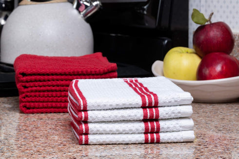 Living Fashions 8 Pack Dish Cloths for Washing Dishes, 100% Cotton Absorbent, 12" x 12"