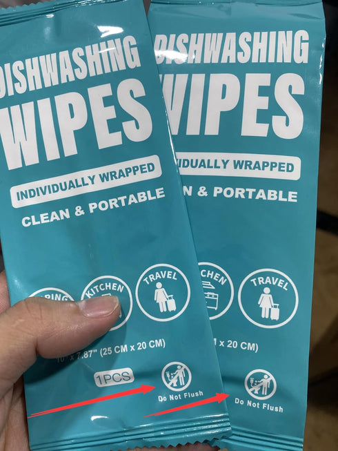 Dish Cleaning Wipes Individually Wrapped, Portable Kitchen Disposable Dish Soap Wipes Bulk Travel Size Quick Cleaning Dishes Dishwashing Pads Wipes for Outdoor Traveling/Camping/Airbnb/Hotel (50 Pcs)
