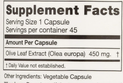 Seagate Products Olive Leaf Extract 450mg - 45 Capsules