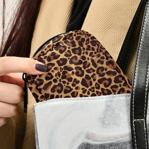 Ollabaky 7 Marble Leopard Print Pill Case Day Pill Organizer Travel Pill Case Portable Weekly Pill Box Bag Container