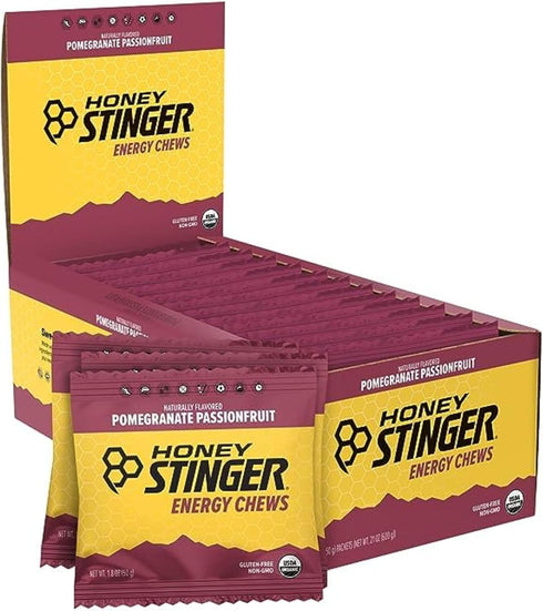 Honey Stinger Organic Pomegranate Passionfruit Energy Chew, Gluten Free, 12 Pack